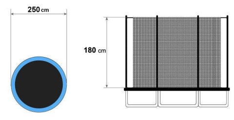 Siatka ochronna do trampoliny wewnętrzna 250cm 8ft na 6 słupków Siatka ochronna do trampoliny wewnętrzna 250cm 8ft na 6 słupków
