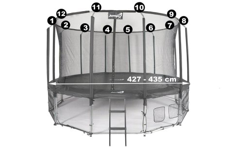 Siatka wewnętrzna do trampoliny z ringiem 14FT 435 cm na 12 słupków JUMPI Siatka wewnętrzna do trampoliny z ringiem 14FT 435 cm na 12 słupków JUMPI