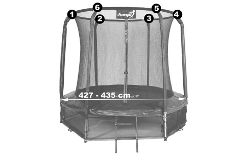 Siatka wewnętrzna do trampoliny z ringiem 14FT 435 cm na 6 słupków JUMPI Siatka wewnętrzna do trampoliny z ringiem 14FT 435 cm na 6 słupków JUMPI