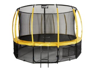 Trampolina Ogrodowa Jumpi 435cm/14FT Maxy Comfort Plus Żółta Z Wewnętrzną Siatką