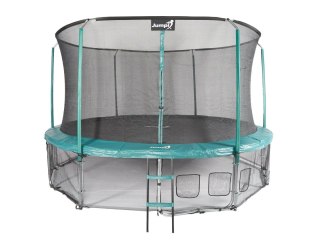 Trampolina Ogrodowa Jumpi 435cm/14FT Maxy Comfort Zielona Z Wewnętrzną Siatką