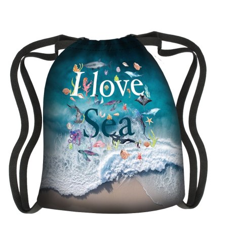 Wodoodporny, lekki Worek - Plecak miejski z nadrukiem - Love Sea Wodoodporny, lekki Worek - Plecak miejski z nadrukiem - Love Sea