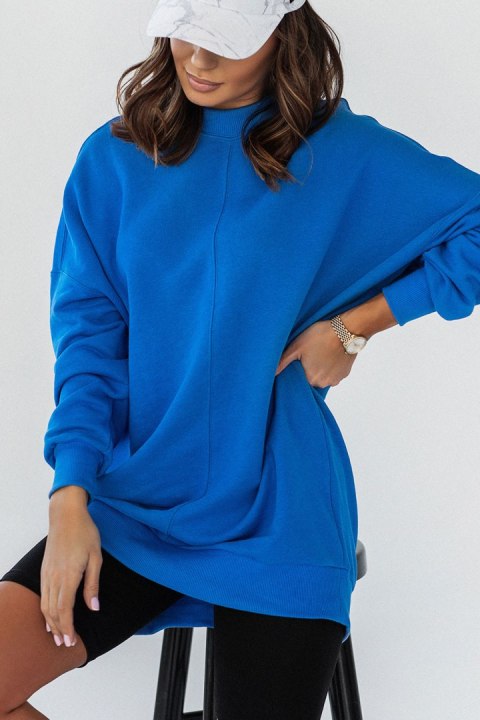 Niebieska bluza Simple ze stójką i przeszyciami Niebieska bluza Simple ze stójką i przeszyciami
