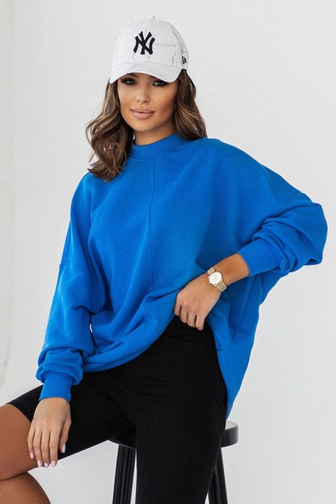Niebieska bluza Simple ze stójką i przeszyciami Niebieska bluza Simple ze stójką i przeszyciami