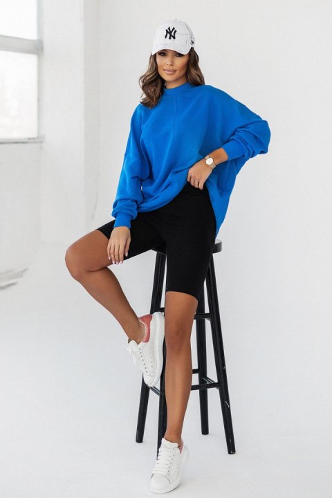Niebieska bluza Simple ze stójką i przeszyciami Niebieska bluza Simple ze stójką i przeszyciami