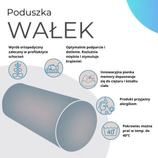 Poduszka Wałek z pianki memory - PANTERKA JASNA - Ø25x60 cm