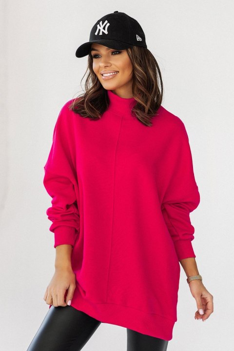 Różowa bluza Simple ze stójką i przeszyciami Różowa bluza Simple ze stójką i przeszyciami