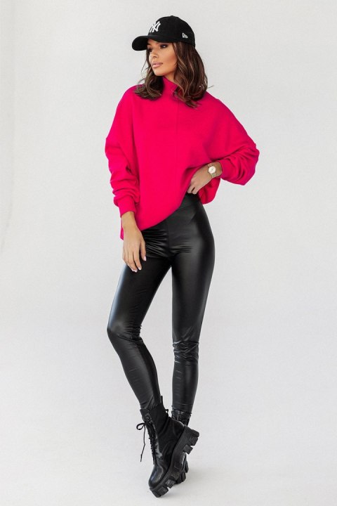 Różowa bluza Simple ze stójką i przeszyciami Różowa bluza Simple ze stójką i przeszyciami