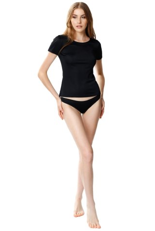 Czarny T-shirt damski Lara klasyczny : Kolor - Ecru, Rozmiar - 46