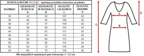 Bawełniana biała koszula nocna damska Helena : Kolor - Niebieski + Druk, Rozmiar - 44 Bawełniana biała koszula nocna damska Helena : Kolor - Niebieski + Druk, Rozmiar - 44
