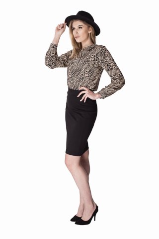 Elegancka koszula Lampart w zwierzęcy print : Kolor - Brązowy Wzór, Rozmiar - 36