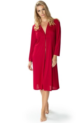 Elegancki peniuar damski Blanka zapinany : Kolor - Burgundowy, Rozmiar - 40