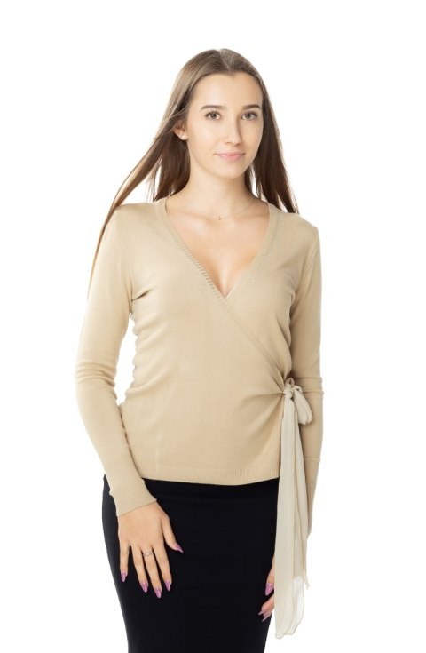 Beżowy sweter damski wiązany : Kolor - Beżowy, Rozmiar - 34 Beżowy sweter damski wiązany : Kolor - Beżowy, Rozmiar - 34