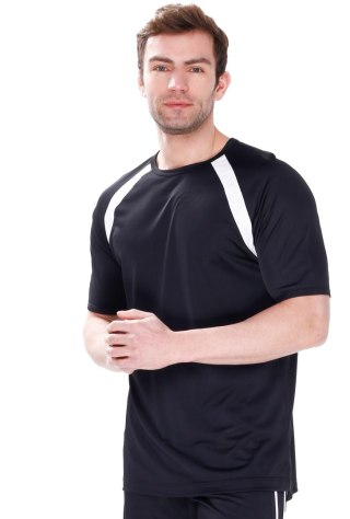 Dwukolorowy T-shirt męski Energy z krótkim rękawem : Kolor - Czarny + Biały, Rozmiar - 52/L