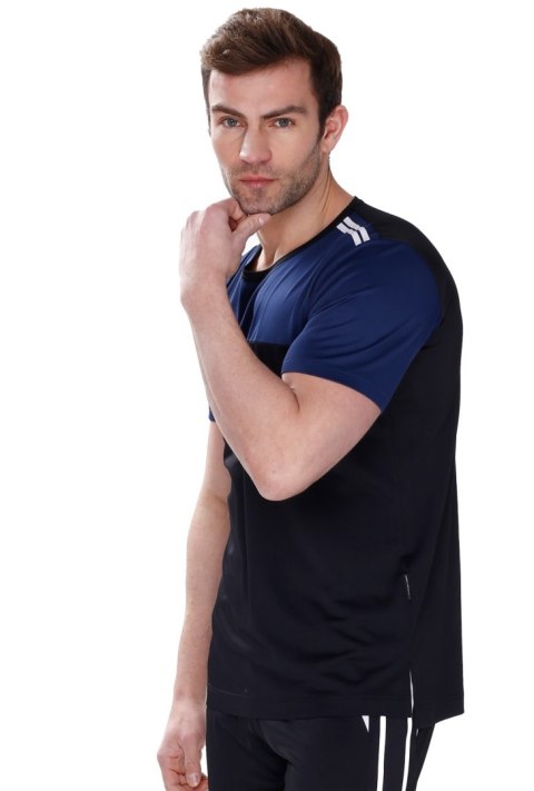 Sportowy T-shirt męski Fit Boy termoaktywny : Kolor - Czarny + Granatowy, Rozmiar - 50/M Sportowy T-shirt męski Fit Boy termoaktywny : Kolor - Czarny + Granatowy, Rozmiar - 50/M