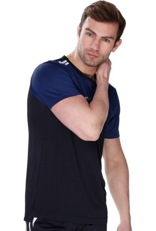 Sportowy T-shirt męski Fit Boy termoaktywny : Kolor - Czarny + Granatowy, Rozmiar - 52/L