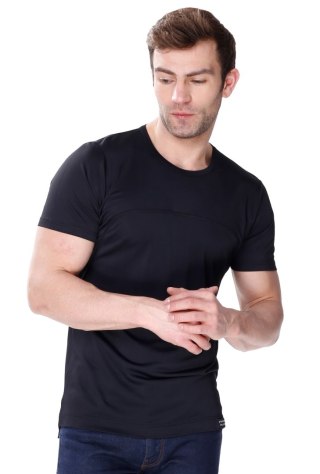 Koszulka męska James z jedwabiu wiskozowego : Kolor - Czarny, Rozmiar - 54/XL