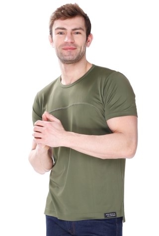 Koszulka męska James z jedwabiu wiskozowego : Kolor - Oliwkowy, Rozmiar - 54/XL