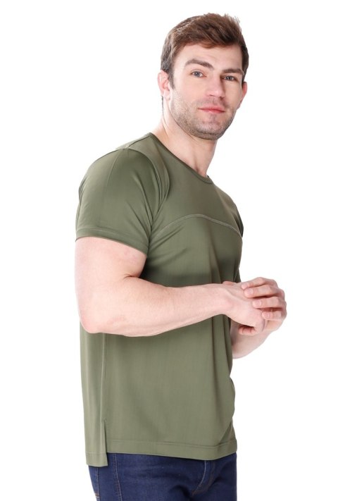 Koszulka męska James z jedwabiu wiskozowego : Kolor - Oliwkowy, Rozmiar - 54/XL Koszulka męska James z jedwabiu wiskozowego : Kolor - Oliwkowy, Rozmiar - 54/XL