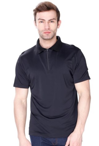 Koszulka męska Polo ZIP z kołnierzykiem zapinana : Kolor - Czarny, Rozmiar - M