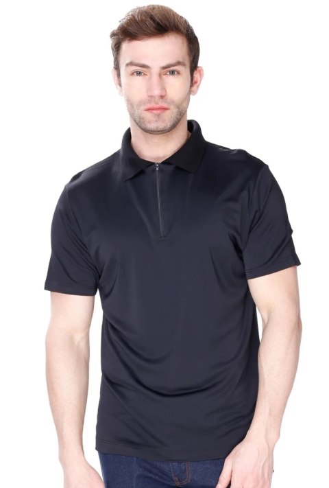 Koszulka męska Polo ZIP z kołnierzykiem zapinana : Kolor - Czarny, Rozmiar - M Koszulka męska Polo ZIP z kołnierzykiem zapinana : Kolor - Czarny, Rozmiar - M
