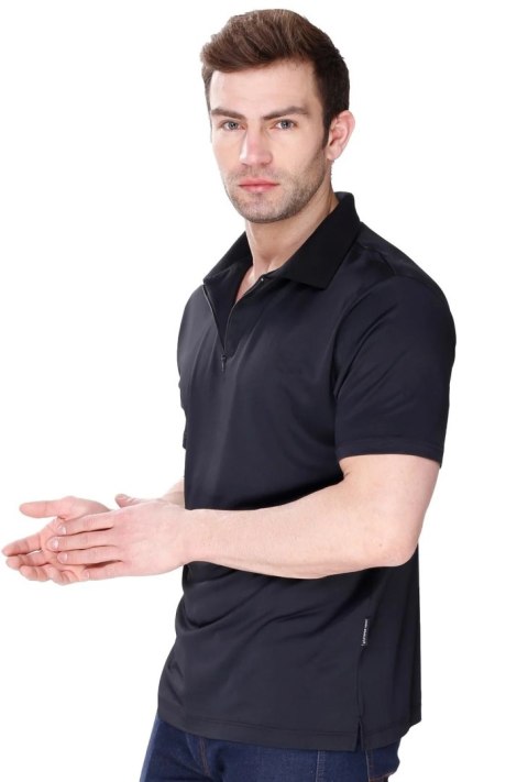 Koszulka męska Polo ZIP z kołnierzykiem zapinana : Kolor - Czarny, Rozmiar - M Koszulka męska Polo ZIP z kołnierzykiem zapinana : Kolor - Czarny, Rozmiar - M