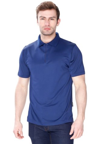 Koszulka męska Polo ZIP z kołnierzykiem zapinana : Kolor - Granatowy, Rozmiar - XXL