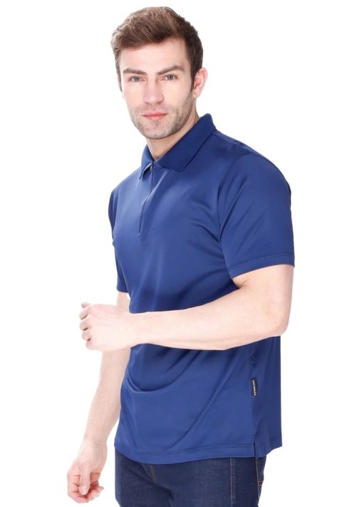 Koszulka męska Polo ZIP z kołnierzykiem zapinana : Kolor - Granatowy, Rozmiar - XXL Koszulka męska Polo ZIP z kołnierzykiem zapinana : Kolor - Granatowy, Rozmiar - XXL