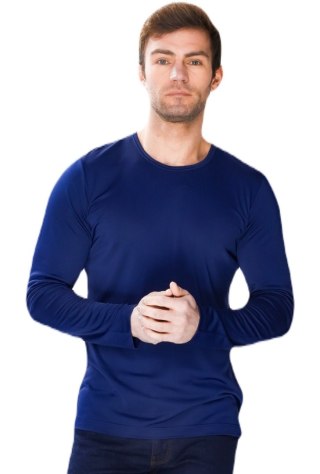 Bluzka męska z długim rękawem Okrągły dekolt : Kolor - Granatowy, Rozmiar - 54/XL
