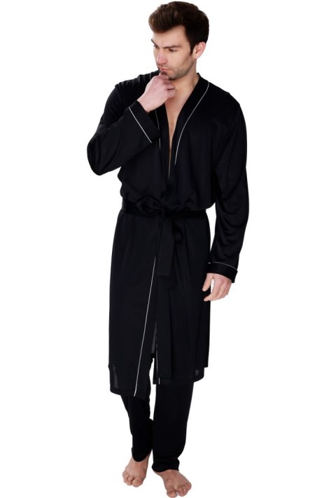 Elegancki szlafrok męski Aleksander : Kolor - Czarny, Rozmiar - 56/XXL Elegancki szlafrok męski Aleksander : Kolor - Czarny, Rozmiar - 56/XXL