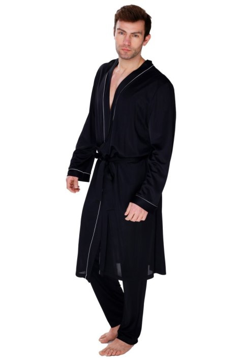 Elegancki szlafrok męski Aleksander : Kolor - Czarny, Rozmiar - 56/XXL Elegancki szlafrok męski Aleksander : Kolor - Czarny, Rozmiar - 56/XXL