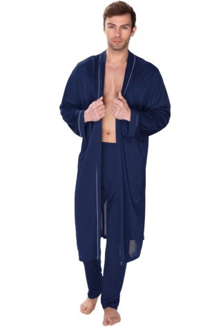 Elegancki szlafrok męski Aleksander : Kolor - Granatowy, Rozmiar - 54/XL