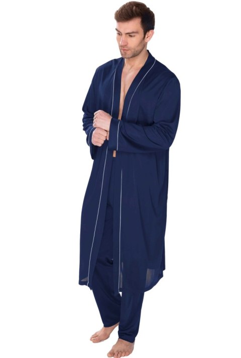 Elegancki szlafrok męski Aleksander : Kolor - Granatowy, Rozmiar - 54/XL Elegancki szlafrok męski Aleksander : Kolor - Granatowy, Rozmiar - 54/XL