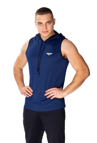 Granatowy Tanktop Streetmaster koszulka z kapturem : Kolor - Granat + Czarny, Rozmiar - L