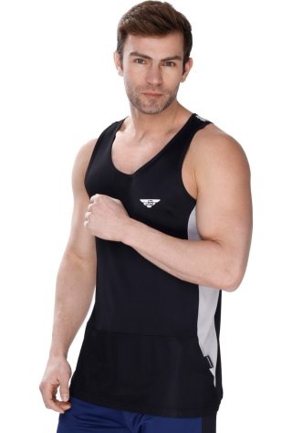 Sportowy bezrękawnik męski Tanktop Gymboy : Kolor - Czarny + Szary, Rozmiar - M