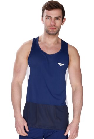 Sportowy bezrękawnik męski Tanktop Gymboy : Kolor - Granatowy + Biały, Rozmiar - M