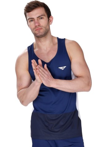 Sportowy bezrękawnik męski Tanktop Gymboy : Kolor - Granatowy + Biały, Rozmiar - M