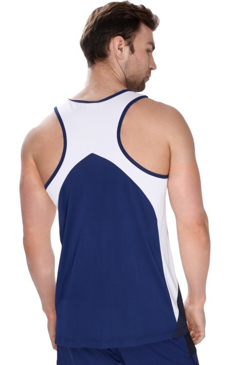 Sportowy bezrękawnik męski Tanktop Gymboy : Kolor - Granatowy + Biały, Rozmiar - M Sportowy bezrękawnik męski Tanktop Gymboy : Kolor - Granatowy + Biały, Rozmiar - M