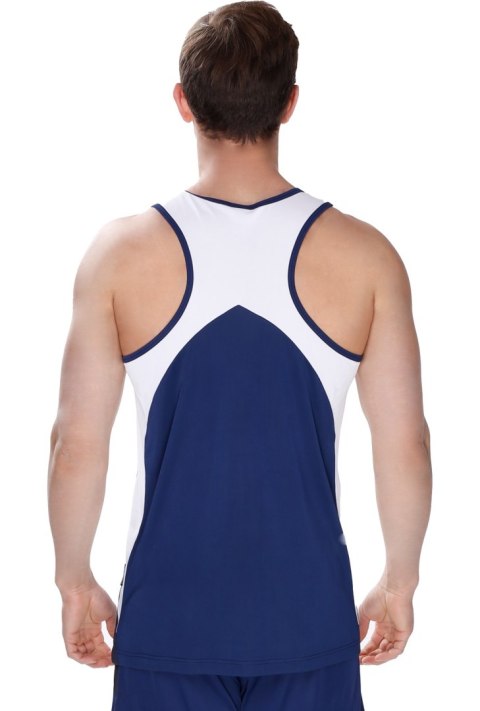 Sportowy bezrękawnik męski Tanktop Gymboy : Kolor - Granatowy + Biały, Rozmiar - M Sportowy bezrękawnik męski Tanktop Gymboy : Kolor - Granatowy + Biały, Rozmiar - M