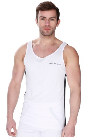 Sportowy podkoszulek męski Tank Top Basket : Kolor - Biały + Czarny, Rozmiar - 176/S