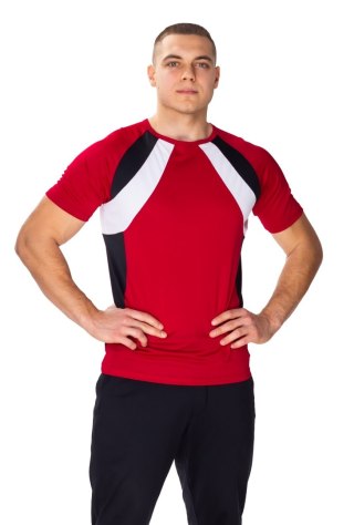 T-Shirt Sportowy Ironmen : Kolor - Burgund + Biały + Czarny, Rozmiar - XXL