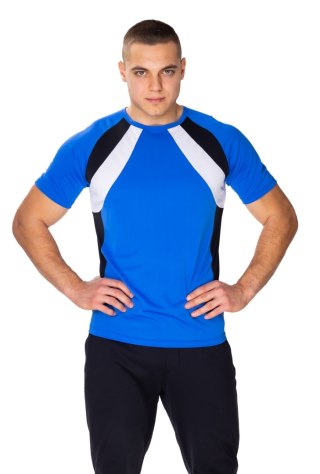 T-Shirt Sportowy Ironmen : Kolor - Szafir + Biały + Czarny, Rozmiar - S
