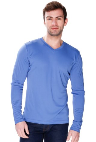 Bluzka męska Karo z długim rękawem dekolt-V : Kolor - Jeans, Rozmiar - 48/S