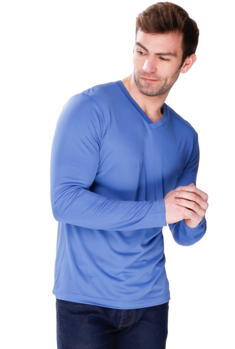 Bluzka męska Karo z długim rękawem dekolt-V : Kolor - Jeans, Rozmiar - 54/XL Bluzka męska Karo z długim rękawem dekolt-V : Kolor - Jeans, Rozmiar - 54/XL