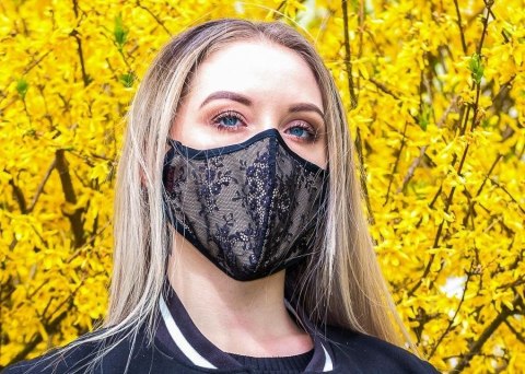 Maseczka wielorazowa wzorowana Vistex® : Kolor - Biały + Morela, Rozmiar - one size
