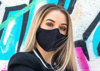 Maseczka wielorazowa z jedwabiu wiskozowego : Kolor - Czarny + Czarny, Rozmiar - one size