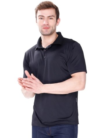 Elegancka Koszulka męska Polo z kołnierzykiem : Kolor - Czarny, Rozmiar - M