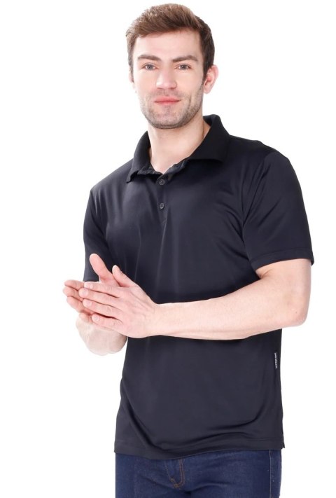 Elegancka Koszulka męska Polo z kołnierzykiem : Kolor - Czarny, Rozmiar - M Elegancka Koszulka męska Polo z kołnierzykiem : Kolor - Czarny, Rozmiar - M