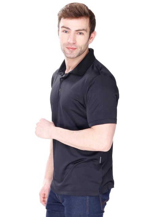 Elegancka Koszulka męska Polo z kołnierzykiem : Kolor - Czarny, Rozmiar - M Elegancka Koszulka męska Polo z kołnierzykiem : Kolor - Czarny, Rozmiar - M