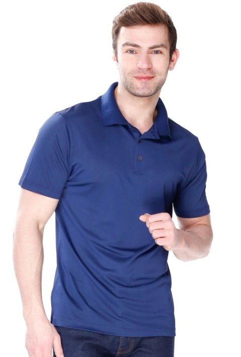 Elegancka Koszulka męska Polo z kołnierzykiem : Kolor - Granatowy, Rozmiar - L Elegancka Koszulka męska Polo z kołnierzykiem : Kolor - Granatowy, Rozmiar - L